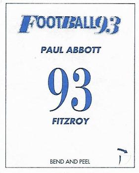 1993 Select AFL Stickers #93 Paul Abbott Back